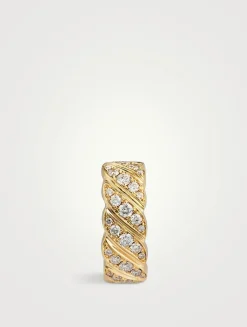 18K Gold Wide Braid Ear Cuff With Diamonds