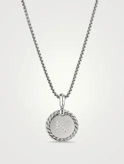 K Initial Charm In Sterling Silver With Pavé Diamonds