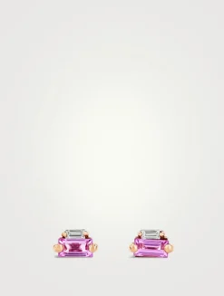 18K Rose Gold Bold Pink Sapphire Mini Stud Earrings
