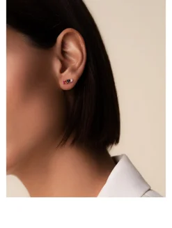 18K Rose Gold Bold Rainbow Sapphire Stud Earrings