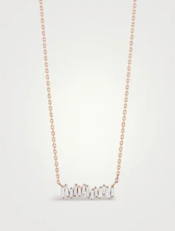 18K Rose Gold Classic Diamond Mini Bar Pendant Necklace
