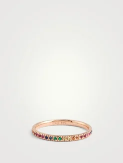 14K Rose Gold Eternity Ring With Multicolour Stones