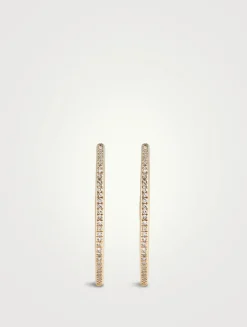 14K Rose Gold Half Diamond Essential Hoop Earrings