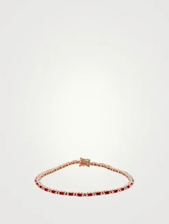 18K Rose Gold Linear Ruby Tennis Bracelet