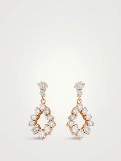 18K Rose Gold Princess Gradual Drop Diamond Earrings