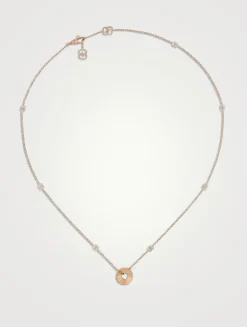 18K Rose Gold Round Heart Pendant Necklace