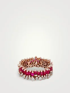 18K Rose Gold Short Stack Ruby Eternity Band