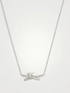 18K White Gold Akoya Pearl And Diamond Necklace