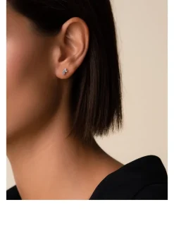 18K White Gold Bold Burst Mini Diamond Stud Earrings