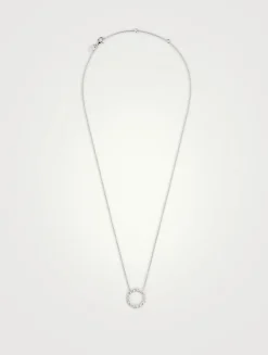 18K White Gold Circle Necklace With Diamonds