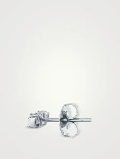 18K White Gold Classic Diamond Bar Stud Earrings