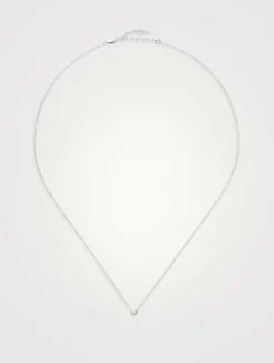 14K White Gold Fine Diamond Solitaire Pendant Necklace