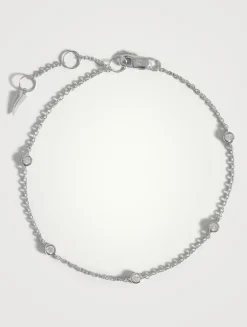 14K White Gold Fine Floating Diamond Bracelet