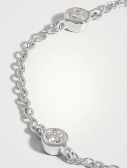 14K White Gold Fine Floating Diamond Bracelet