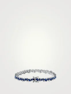 18K White Gold Frenzy Dark Blue Sapphire Tennis Bracelet