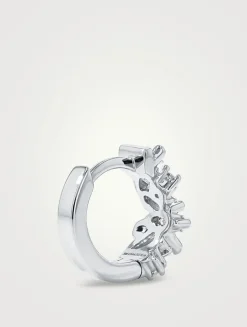 18K White Gold Frenzy Diamond Huggie Hoop Earrings