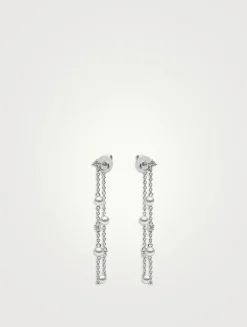 18K White Gold Freshwater Pearl And Diamond Earrings
