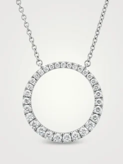 18K White Gold Graduated Diamond Circle Necklace
