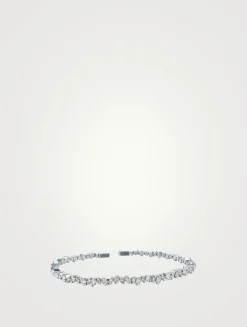 18K White Gold La Fantaisie Uneven Thin Diamond Bangle Bracelet