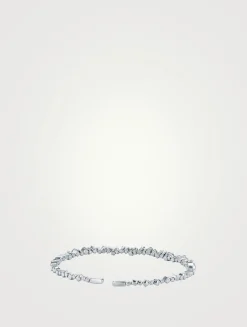 18K White Gold La Fantaisie Uneven Thin Diamond Bangle Bracelet