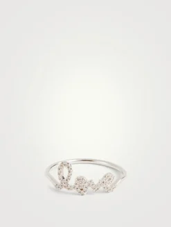 14K White Gold Love Ring With Diamonds