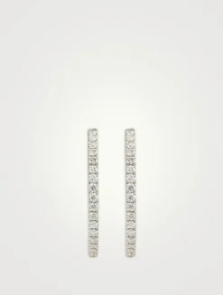 18K White Gold Oval Diamond Hoop Earrings
