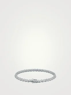 18K White Gold Princess Midi Diamond Tennis Bracelet