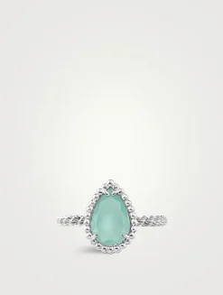 18K White Gold S Motif Serpent Bohème Ring With Aquaprase