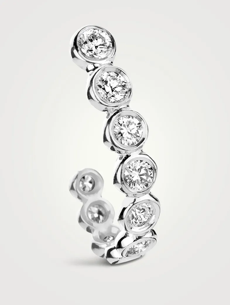 18K White Gold Semi Hoop Earring