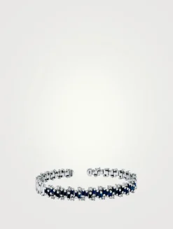 18K White Gold Shimmer Aurora Sapphire Bangle Bracelet
