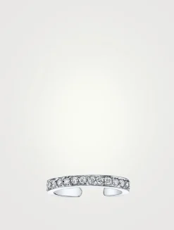18K White Gold Single Row Ear Cuff With Diamonds