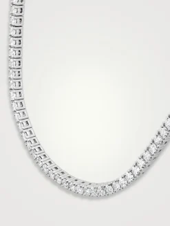 18K White Gold Uniform Half Line Necklace With Diamonds