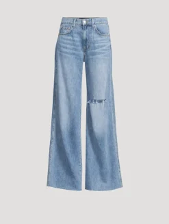 Kacey Mid-Rise Wide-Leg Raw Jeans