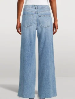 Kacey Mid-Rise Wide-Leg Raw Jeans