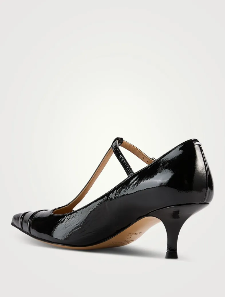 Kinkies Leather T-Strap Pumps