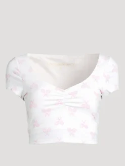 Kudura Cropped T-Shirt In Tennis Racket Print