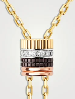 L Model Quatre Classique 18K Gold Tie Necklace With Brown PVD And Diamonds