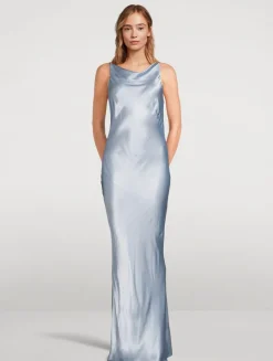 La Lune High-Neck Cowl Long Dress