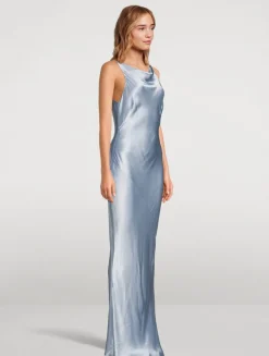 La Lune High-Neck Cowl Long Dress