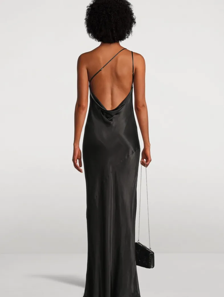 La Lune One-Shoulder Cowl Back Long Dress