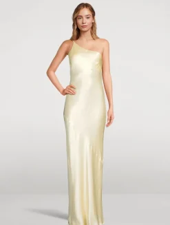 La Lune One-Shoulder Satin Gown