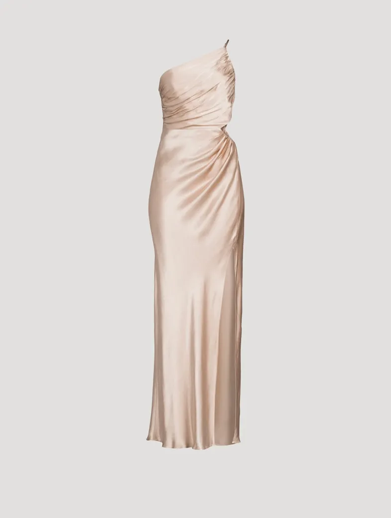 La Lune One-Shoulder Satin Gown