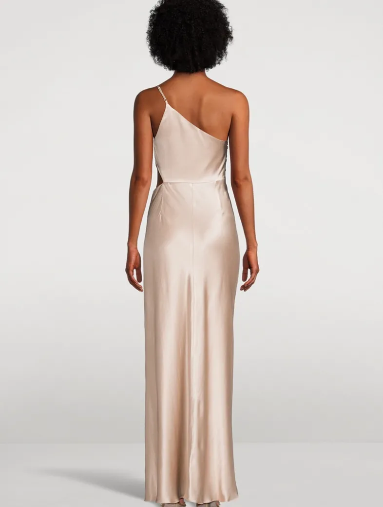 La Lune One-Shoulder Satin Gown