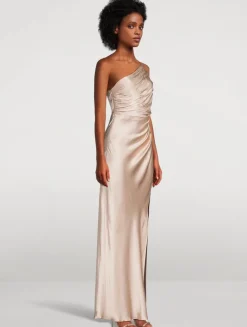 La Lune One-Shoulder Satin Gown
