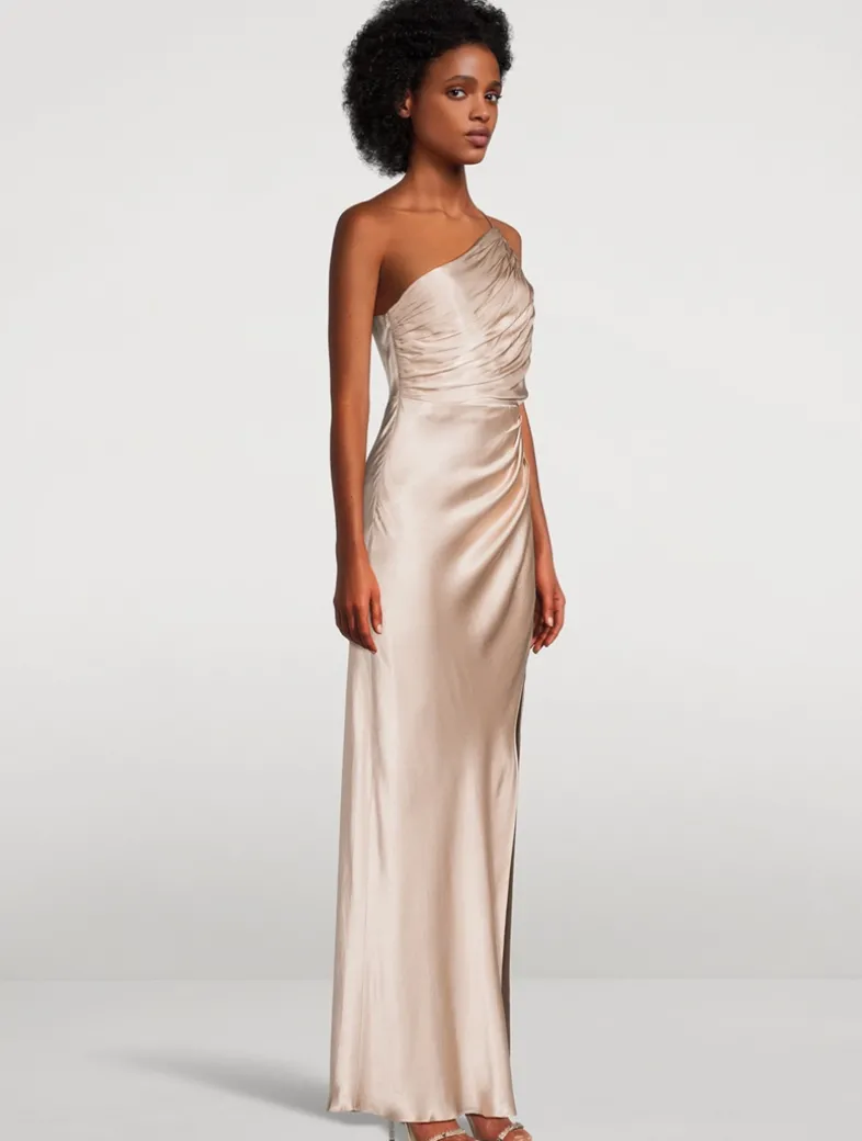 La Lune One-Shoulder Satin Gown