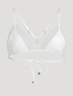 Lace Inset String Bikini Top