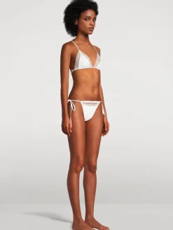 Lace Inset String Bikini Top