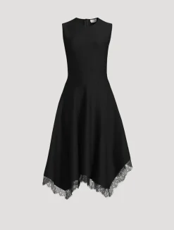 Lace-Trimmed Midi Dress