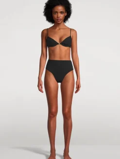 Lace-Up High-Waist Bikini  Bottom