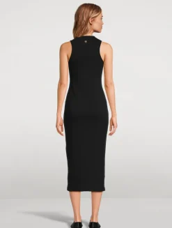 Lace-Up Jersey Midi Dress